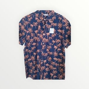 Sonoma Navy and Orange Palm Tree Shirt